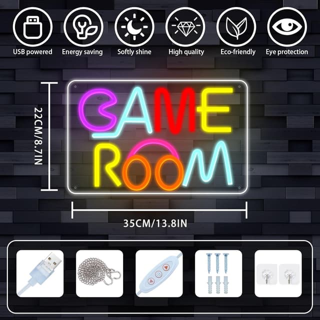 Detalle de DWOOKE Gaming-Neon Schild mit USB Kabel