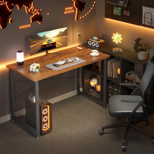 Detalle 2 de ODK Kleiner Schreibtisch 100×48 cm – kompakter Computertisch für Homeoffice & kleine Räume (braun)