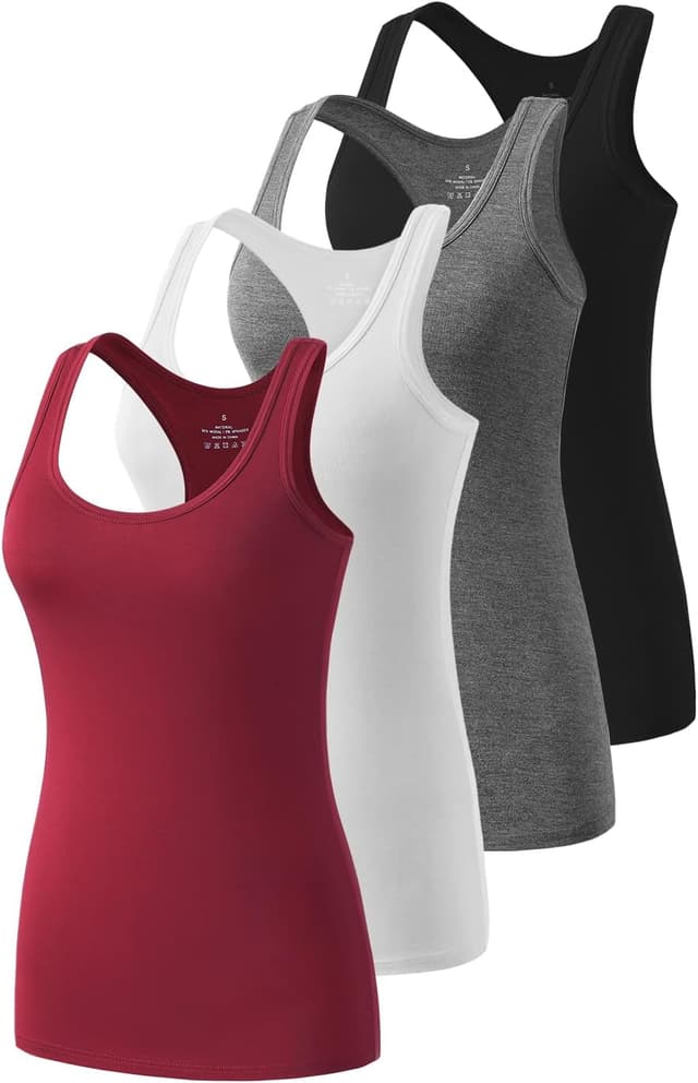 Detalle de Ymmchy Workout Tank Top Damen im 4er-Pack mit Racerback-Design