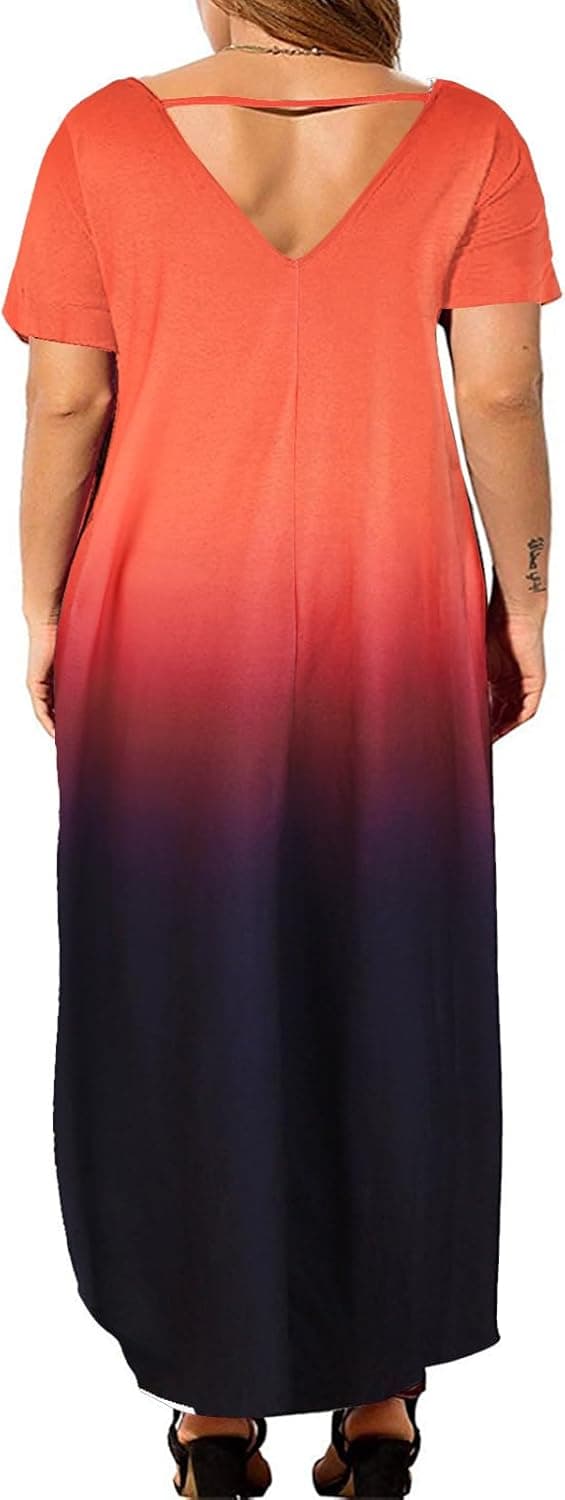 Detalle 2 de Kancystore Women’s Plus Size Summer Maxi Dress (XL–5X) with Pockets & Side Slits