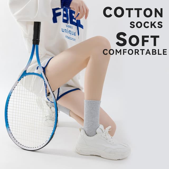 Detalle de Wamicu Damen-Socken im 5er-Pack (5 Paar) – dünne Tennis-/Sportsocken aus gekämmter Baumwolle, Größen 35–38 und 39–42
