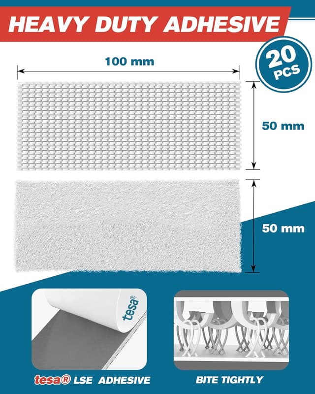 Detalle de EMITEVER Picture Hanging Strips (20 Pairs) Strong Double-Sided Sticky Mounting Tape, White