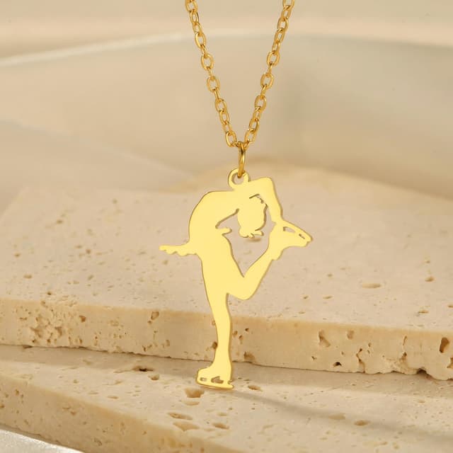 Detalle de VASSAGO Schlittschuh Halskette für Damen & Teenager mit Eiskunstlauf-Anhänger aus Edelstahl