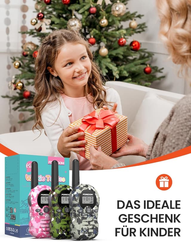 Detalle 2 de FOREDOM Walkie-Talkies für Kinder – 3er-Set (3 bis 12 Jahre) mit 8 Kanälen und bis zu 3 km Reichweite