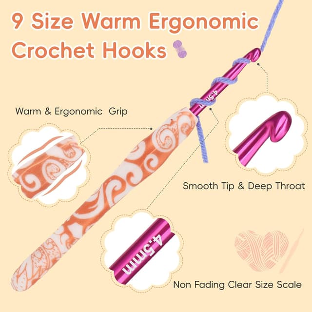 Thumbnail 1 de Reessy Golden Crochet Hooks Set 2.0–6.0mm