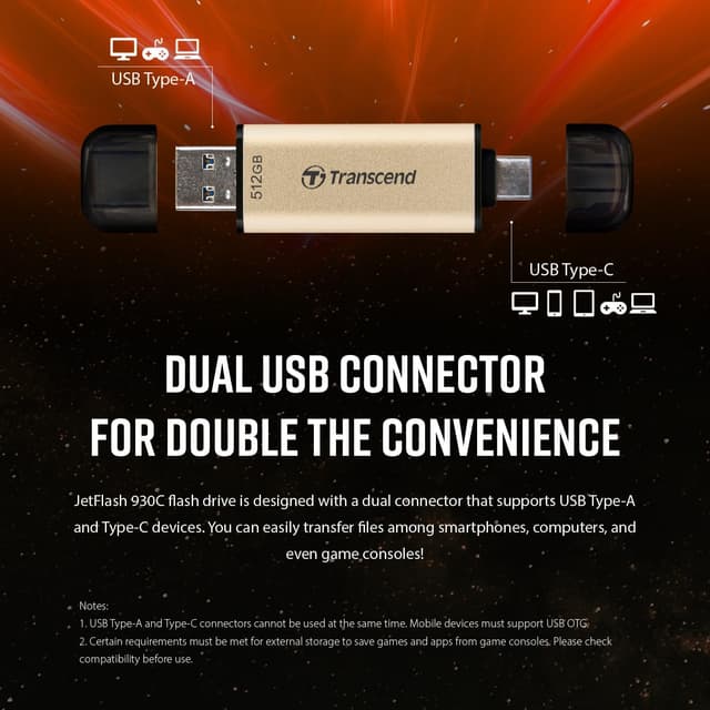 Thumbnail 2 de Transcend JetFlash 930C 128GB USB 3.2 ✨ Rosa Dorado