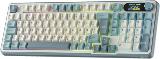 Detalle de RK ROYAL KLUDGE S98 DE mechanische Tastatur mit Smart-Display & Knopf (98 Tasten, Hot-Swap, Top Mount, BT/2.4G/USB-C)