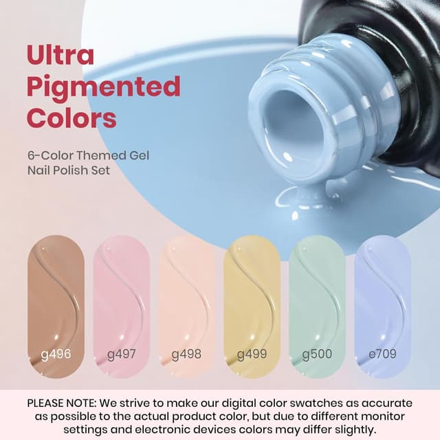 Detalle 2 de beetles Pastel Gel Polish Set (Soft Echo Collection) — 6 UV Gel Shades for Spring, Easter & Macaron Nails