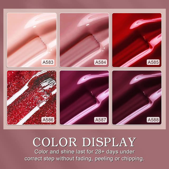 Detalle de YSUVIN UV Nagellack Rot (6 Farben) – 8 ml pro Flasche, soak-off UV/LED Gel für DIY & Salon-Look