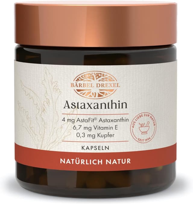 Detalle de BÄRBEL DREXEL Astaxanthin 4 mg aus Haematococcus pluvialis – vegane Softgel-Kapseln (40 Stk)