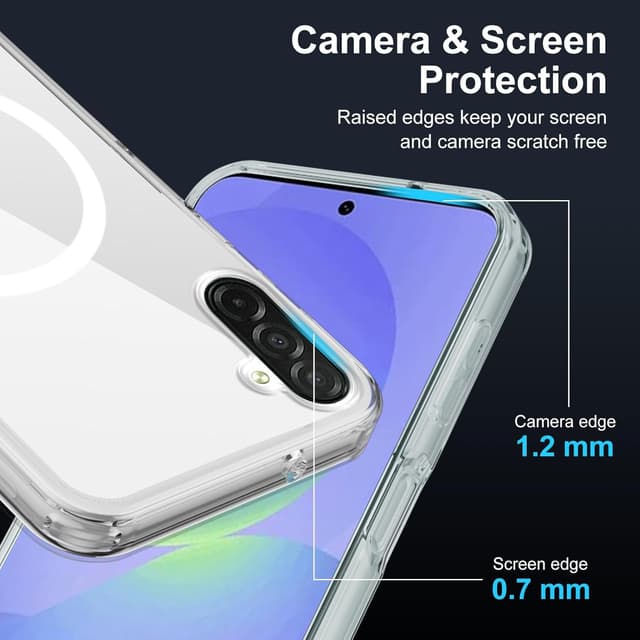 Detalle de XTCASE Coque magnétique MagSafe pour Samsung Galaxy A37, transparente (PC + TPU anti-chocs)