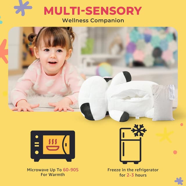 Detalle 2 de shownicer Wärmekissen Stofftier Kuh (50 cm) für Mikrowelle – wärmendes & beruhigendes Kuschelplüsch
