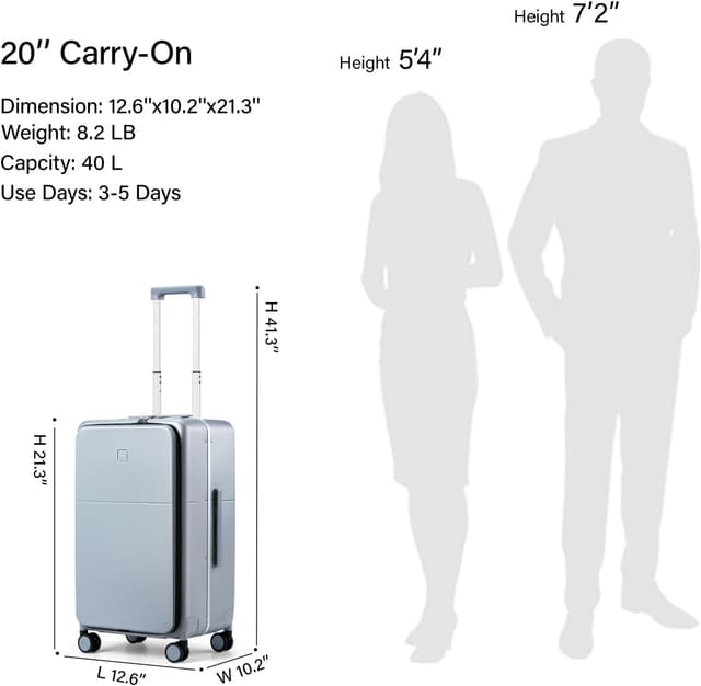 Detalle de Hanke 20 Inch Cabin Suitcase with Combination Lock, Cup Holder & Top Opening Hard Shell (Grey)