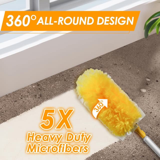 Detalle de NEWE Duster Attrape pour Swiffer : plumeau dépoussiéreur 360° avec manche télescopique en aluminium et 20 recharges