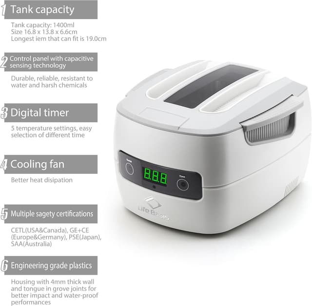 Thumbnail 3 de LifeBasis Nettoyeur à Ultrasons 1400ML