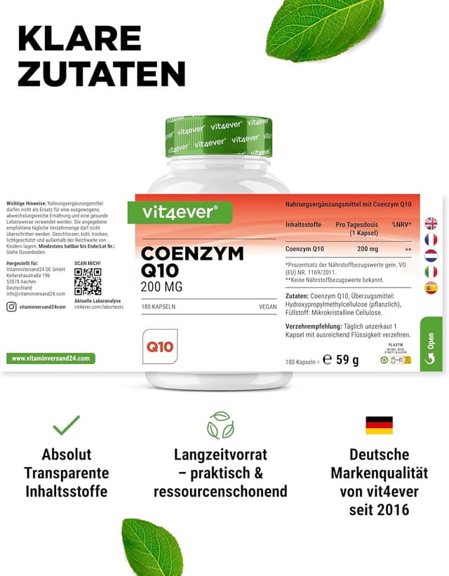 Detalle 1 de Vit4ever Coenzym Q10 200 mg Kapseln