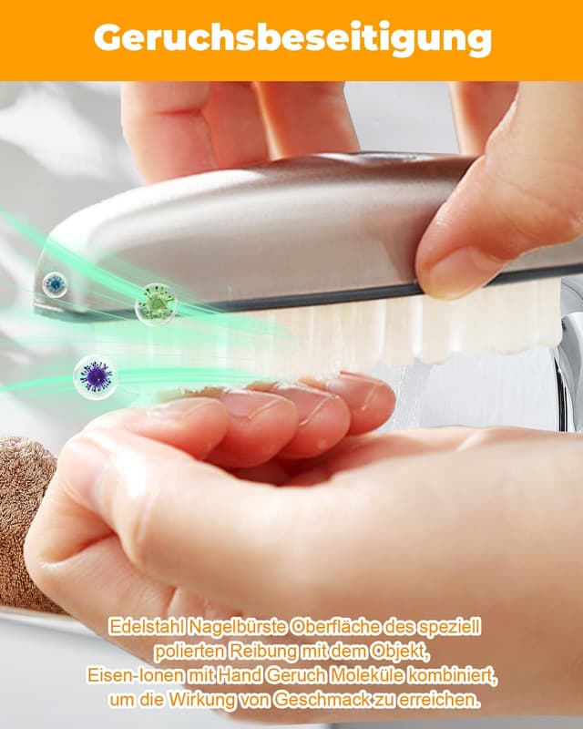 Detalle de UCEC 2x Edelstahl-Nagelbürsten (Handbürste) – 2-in-1 für Geruch, Nägel und Handwäsche