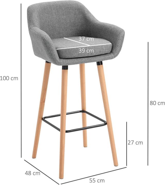 Thumbnail 6 de HOMCOM Tabourets de Bar Design scandinave 2 pcs