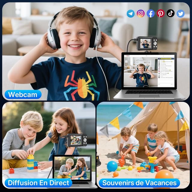 Thumbnail 6 de Appareil photo numérique compact 44MP : vidéo HD 1080P, écran IPS 2,4”, zoom numérique 16X