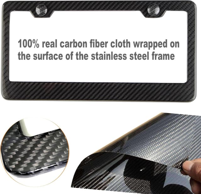 Thumbnail 1 de ZXFOOG Carbon Fiber License Plate Frame 6.2x12.2in