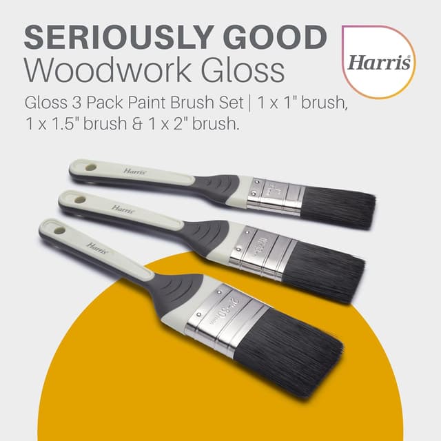 Detalle de Harris Seriously Good 3 Pack Gloss Flat Brush Set (1in, 1.5in, 2in)