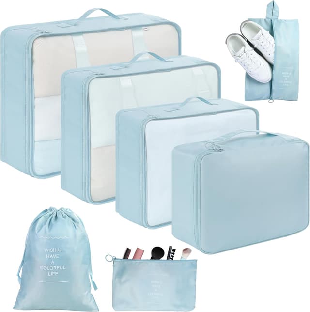 Detalle de AiQInu Rangement Valise – lot de 7 organisateurs imperméables (packing cubes, sac à chaussures)