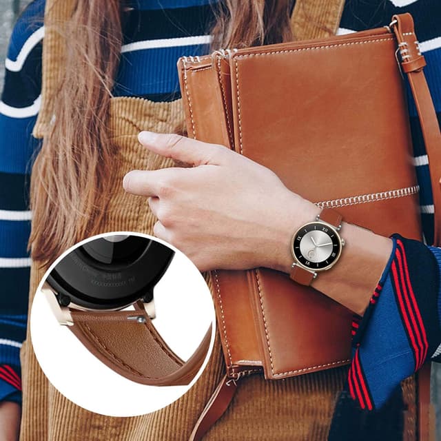 Detalle 2 de Bracelet en cuir 18 mm pour Huawei Watch GT6/GT5/GT4 41 mm (cousu, à ressort) – remplacement rapide