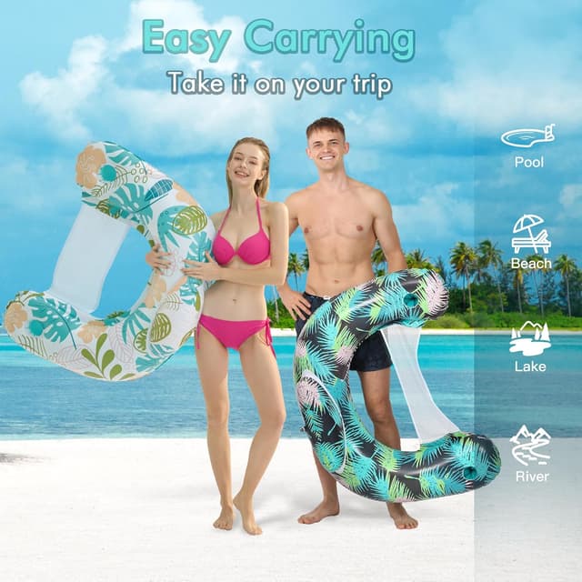 Detalle de 4-Pack Adult Pool Float Chairs with Cup Holders (OKSUWATER)