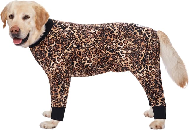 Detalle de Blue Dream Island Leopard Dog Pajamas Jumpsuit (Lightweight Cotton) for Medium & Large Dogs