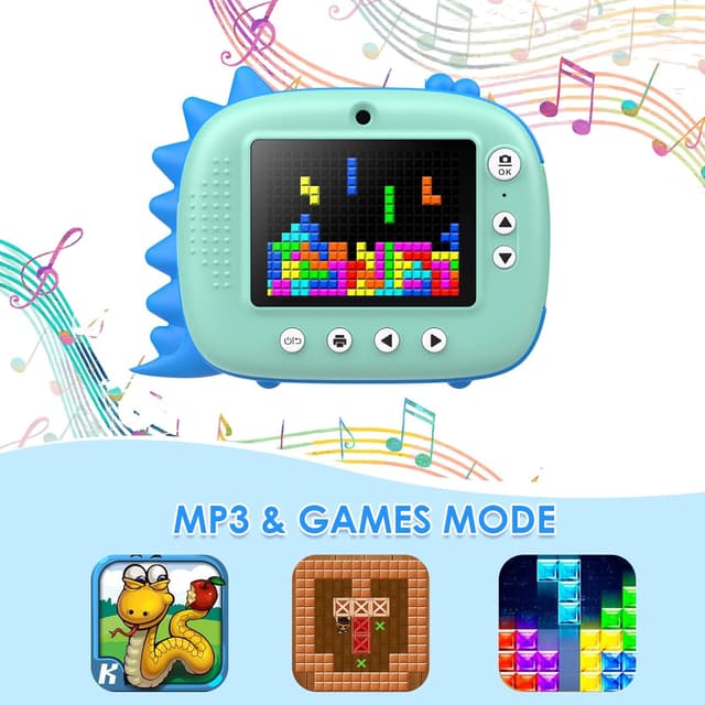 Detalle de HiMont Kids Camera Instant Print (Blue) – no-ink instant printing, 20MP dual-lens & 32G TF card