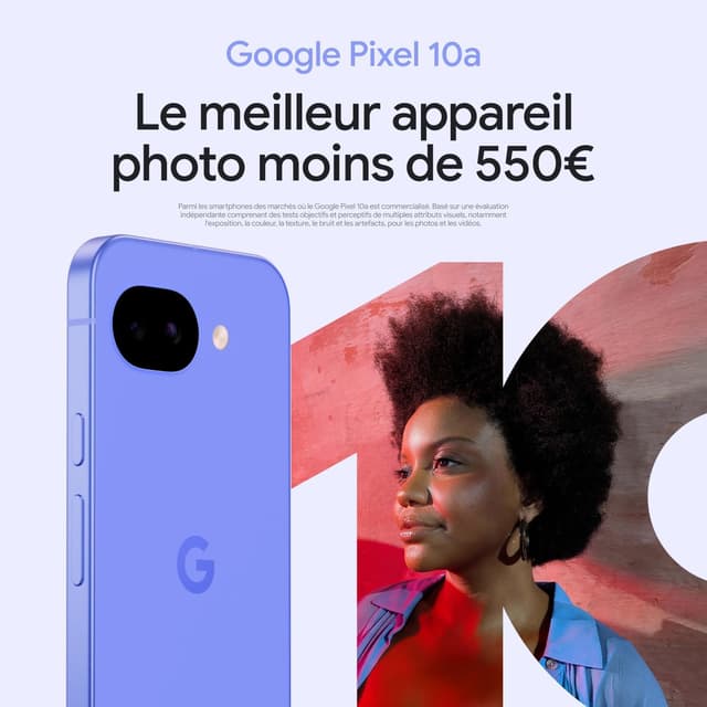Detalle de Google Pixel 10a 256GB (Lavande) — 30+ heures d’autonomie, Photo & Gemini Live