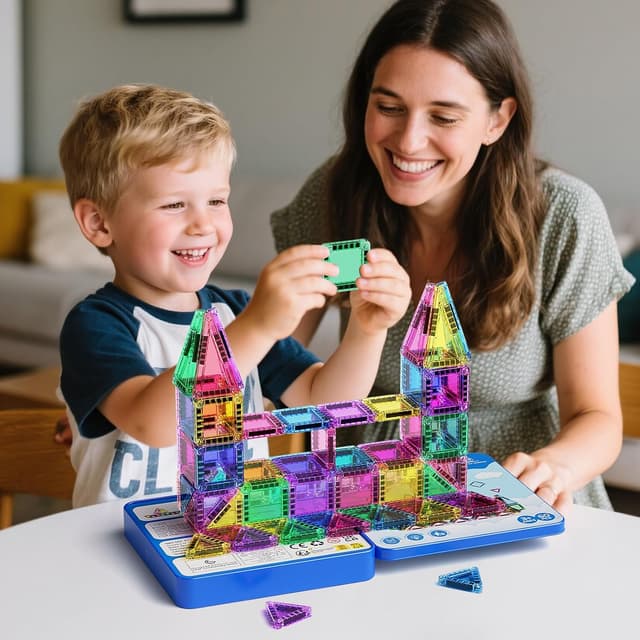 Detalle 2 de burgmate Magnetische Tiles Reiseset 60-teilig