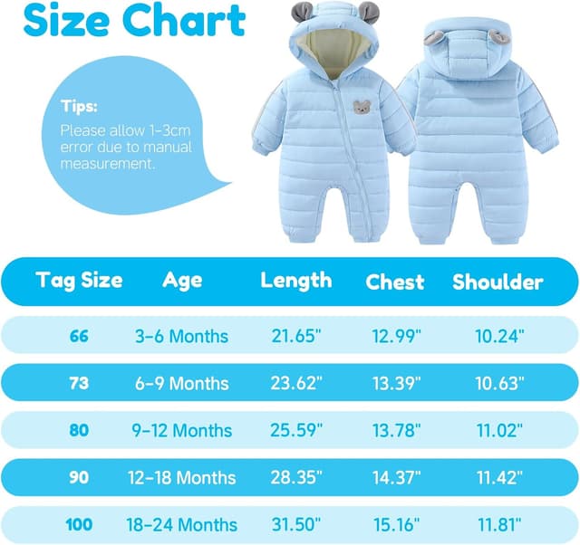 Thumbnail 6 de JiAmy Baby Winter Snowsuit Hooded Romper 3-24