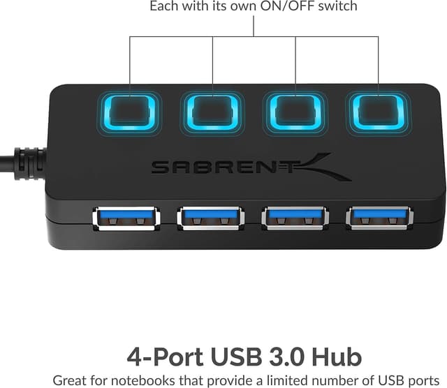 Thumbnail 1 de SABRENT HB-UM43 4-Port USB 3.0 Hub with Switches