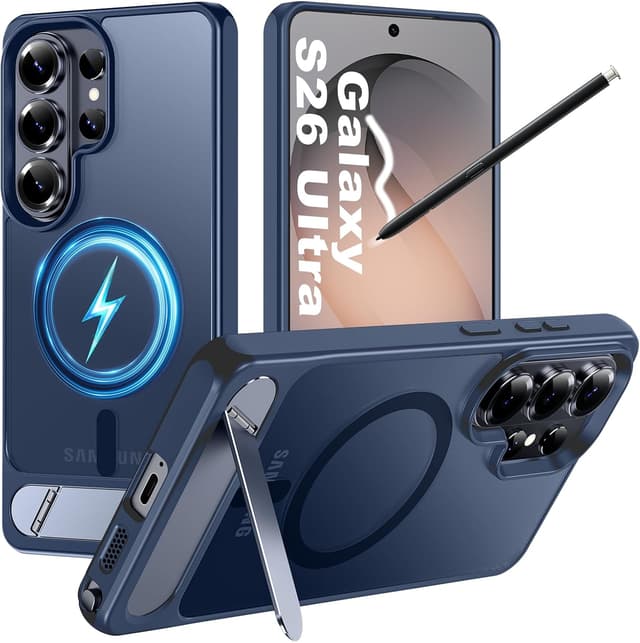 Detalle de Hualele Magnetic for Samsung Galaxy S26 Ultra Case with Built-in Metal Stand (MagSafe, Shockproof)