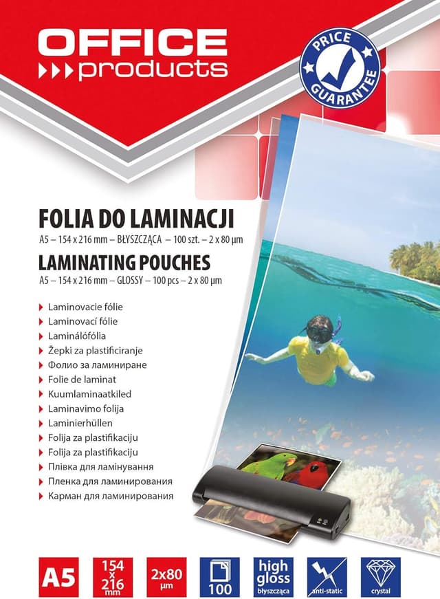 Detalle de OFFICE PRODUCTS 20325225-90 Laminierfolie A5 100 µm