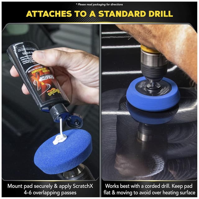 Detalle de Meguiar’s Quik Eraser Kit (ScratchX) Drill-Mounted Pad Scratch Remover for Clear Coats, 4 Count