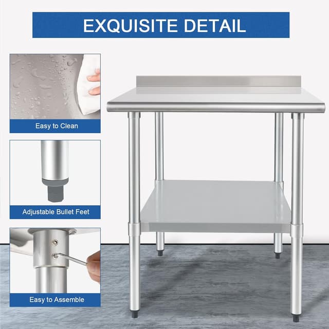 Thumbnail 3 de HARDURA Stainless Steel Prep Table 30 x 36