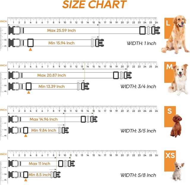 Detalle 2 de HEEEL Hundehalsband mit verstellbarem Doppellagen-Gurtband (Glutrote Abendsonne) – M