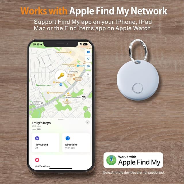 Detalle de Reyke Air Tracker 4-Pack Smart Tags for Apple Find My (iOS Only) with Replaceable Battery, IP67 Waterproof