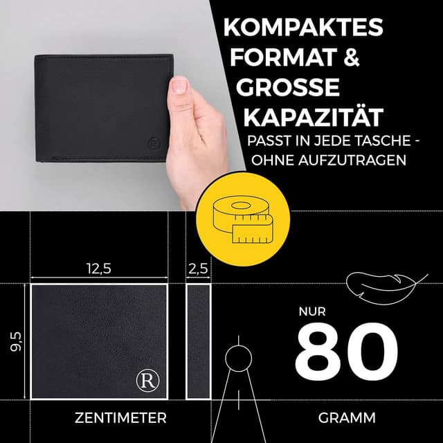 Thumbnail 4 de RUTAKO Leder Geldbörse Herren RFID Schutz, groß