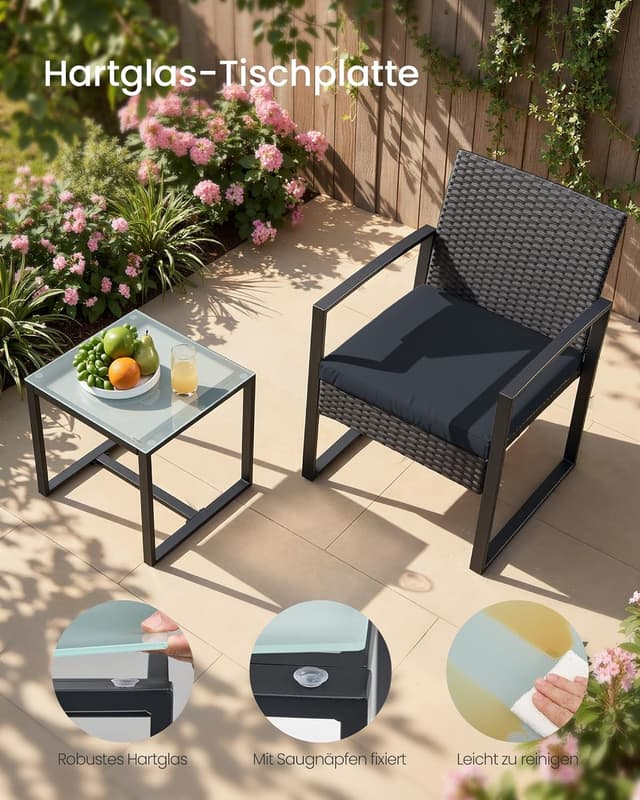 Detalle 1 de SONGMICS Balkonmöbel Lounge-Set mit 2 Stühlen