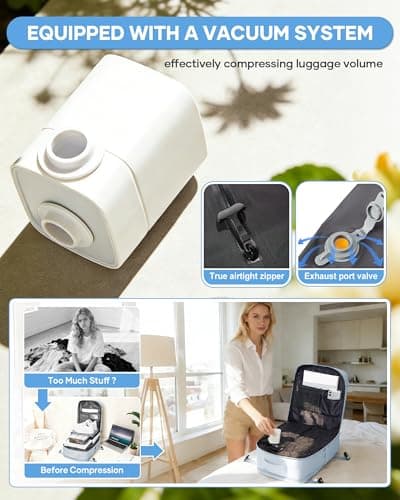 Detalle de BJLFS Mochila de viaje cabina 40x30x20 con compresión por vacío y bomba manual (Ryanair/easyJet/Vueling/Wizz Air)