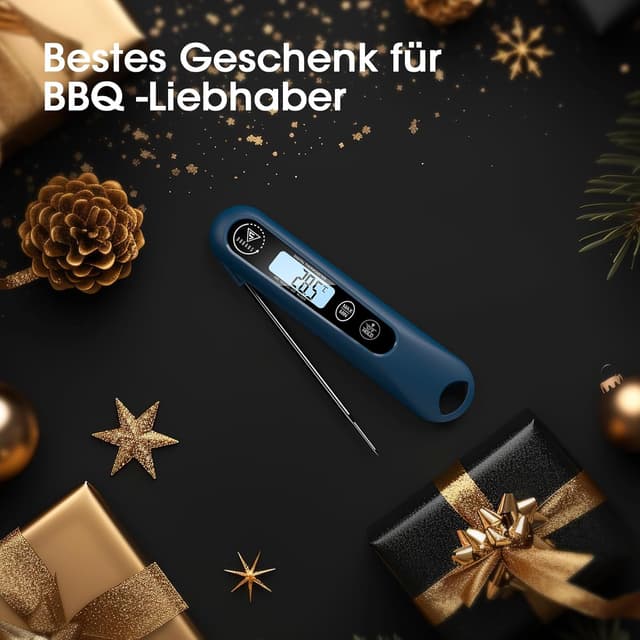 Thumbnail 6 de DOQAUS Grillthermometer digitales Bratenthermometer mit 3‑Sekunden-Messung und langer Edelstahlsonde – Navyblau