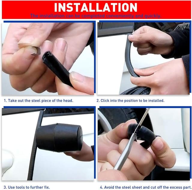 Detalle 2 de comfleep Car Door Edge Guards (No Adhesive) U-Shape Rubber Door Edge Trim, Black