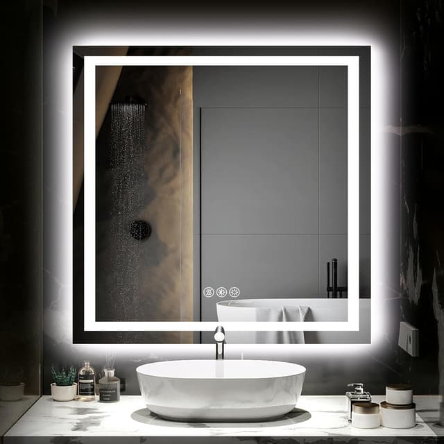 Detalle de Hivone 36x36 LED Bathroom Mirror, Dimmable 🪞