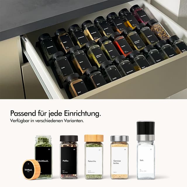 Detalle de KIVY eckige Gewürzgläser mit Streueinsatz (24 x 120 ml) inkl. wasserfester Etiketten
