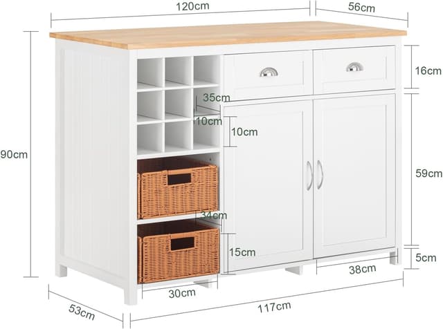 Thumbnail 4 de SoBuy KNL05-W Ăźlot central 120 cm đ