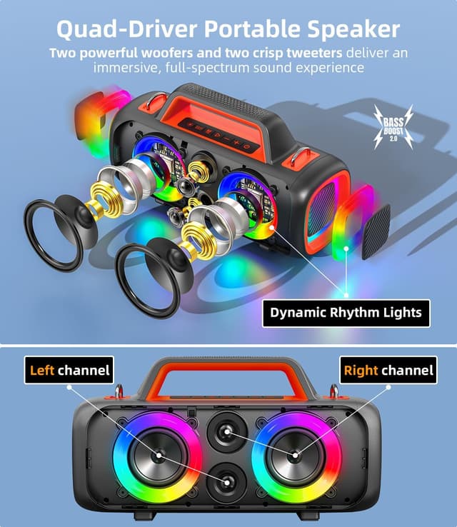 Detalle 2 de VUOPAX Cassa Bluetooth 140W per esterni 📢