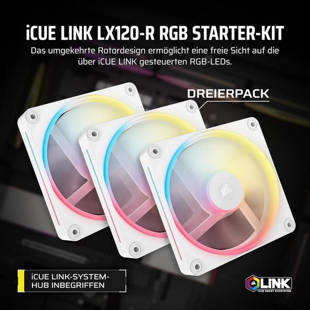 Thumbnail 1 de CORSAIR iCUE LINK LX120-R RGB 120mm PWM-Lüfter